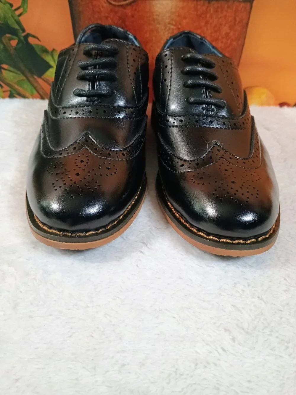 NWT Kids Bruno Marc Sz 10 Black Prince-K2 Wingtip Oxford Dress Shoes